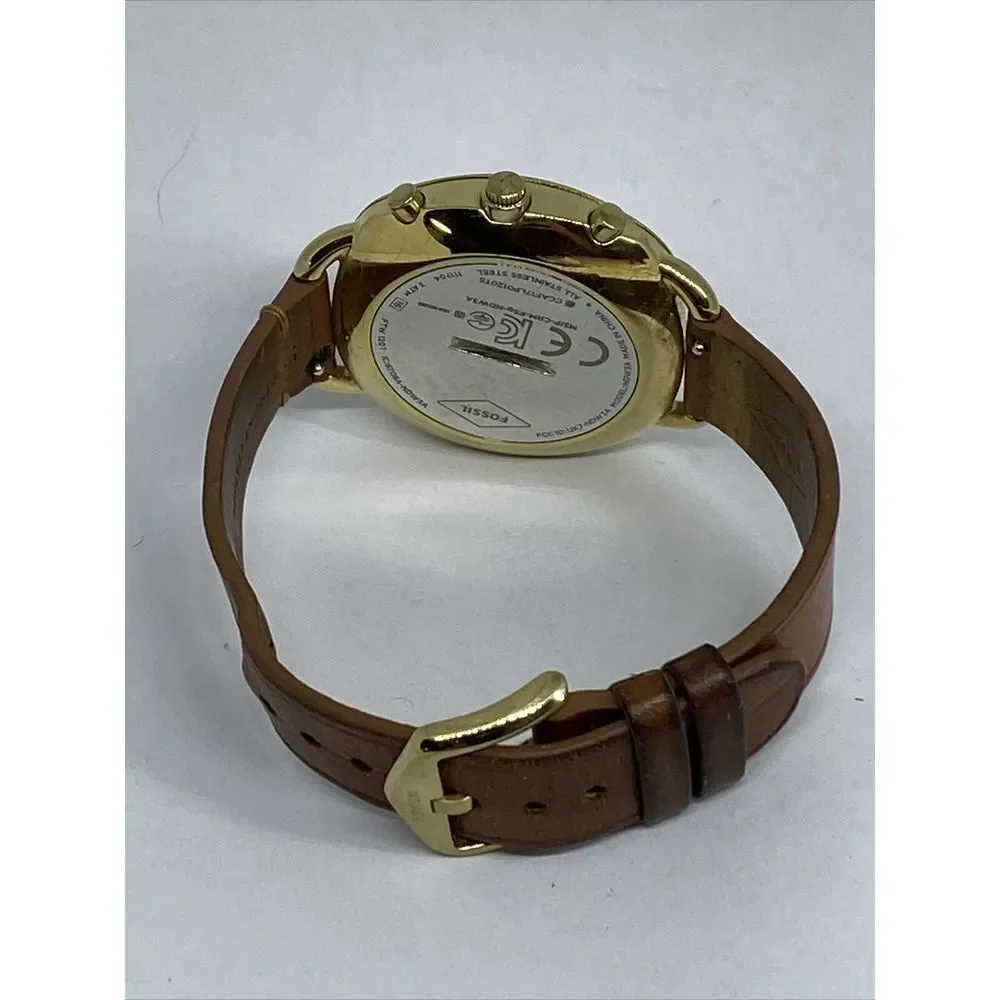 Fossil FTW1201 Women's Brown Leather Analog White Dial Hybrid Smartwatch XX726